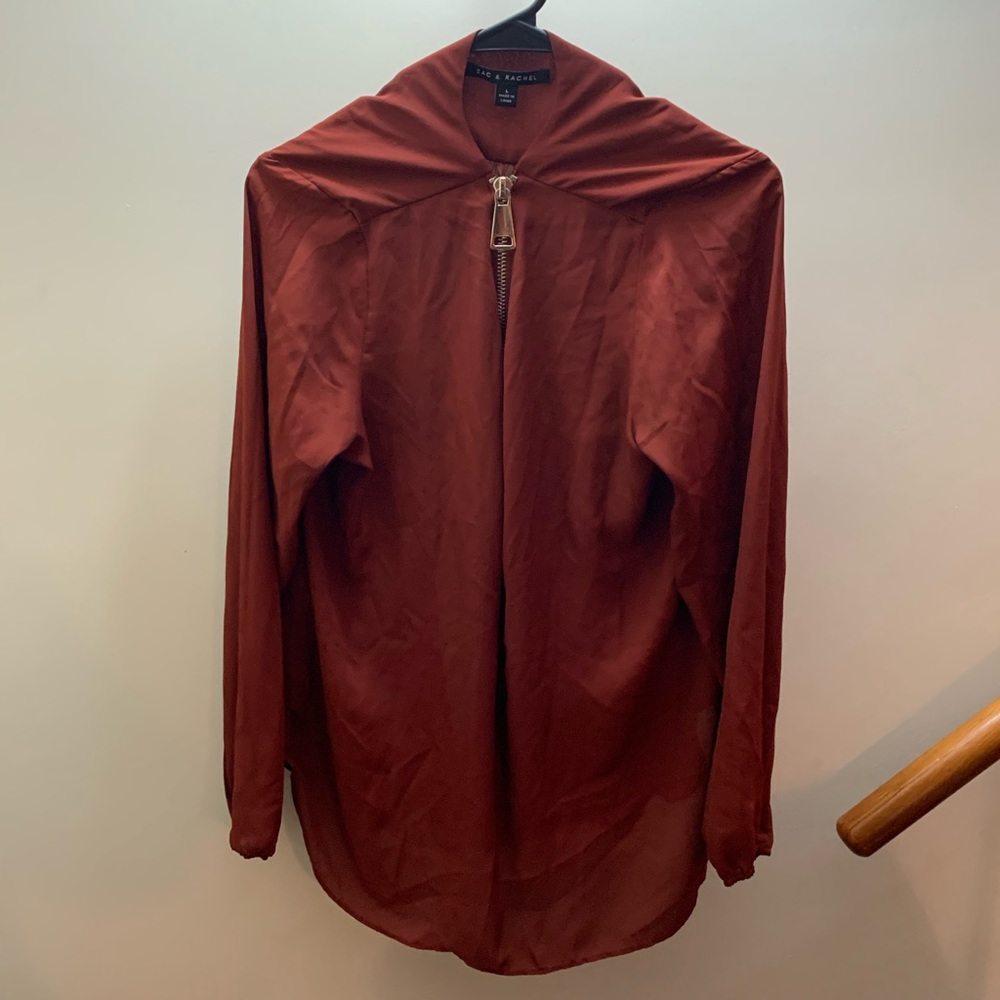 Zac And Rachel ZIP Up Long Sleeve Blouse Size L